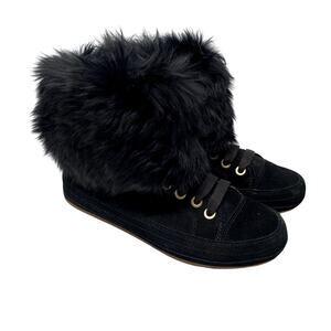 Ugg Womens Antoine Fur Cuff Sneakers Size 8.5 Black Whimsygoth Streetwear